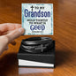 To My Grandson - Men's Cross Leather Bracelet