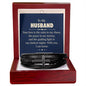 To My Husband - With You, I am Home - Men's Cross Leather Bracelet