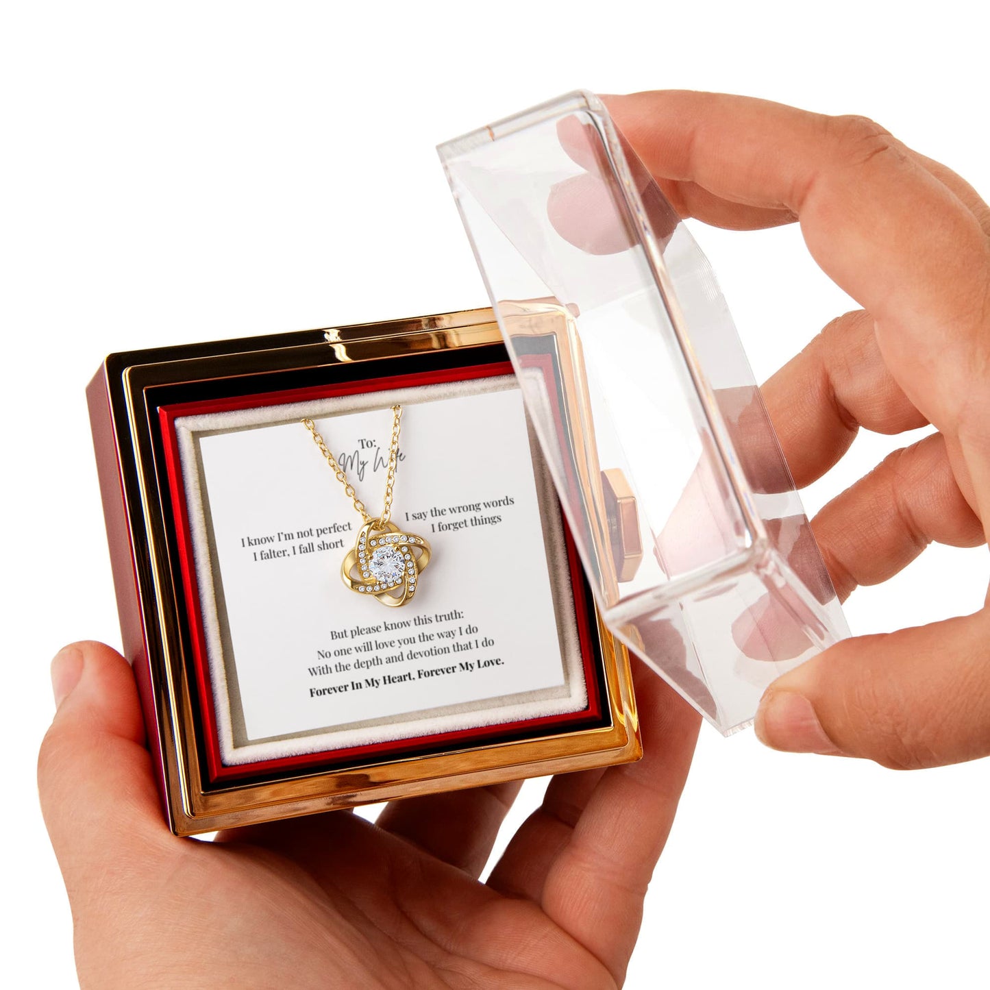 To My Wife: Love Knot with Rotating Rose Gift Box