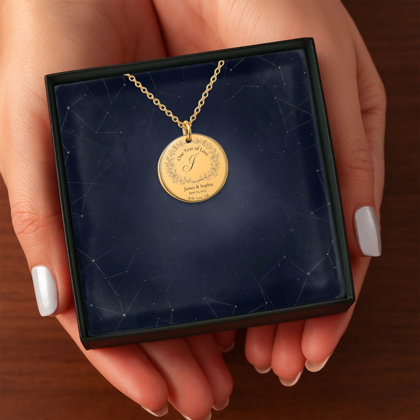One Year Wedding Anniversary Coin Necklace