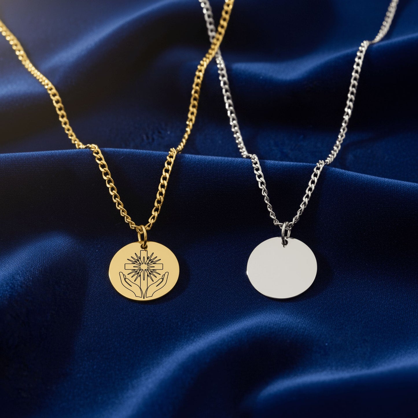 Faith and Divine Protection Cross Personalized Engraved Necklace, Laser Engraved Pendant, Custom Jewelry Gift