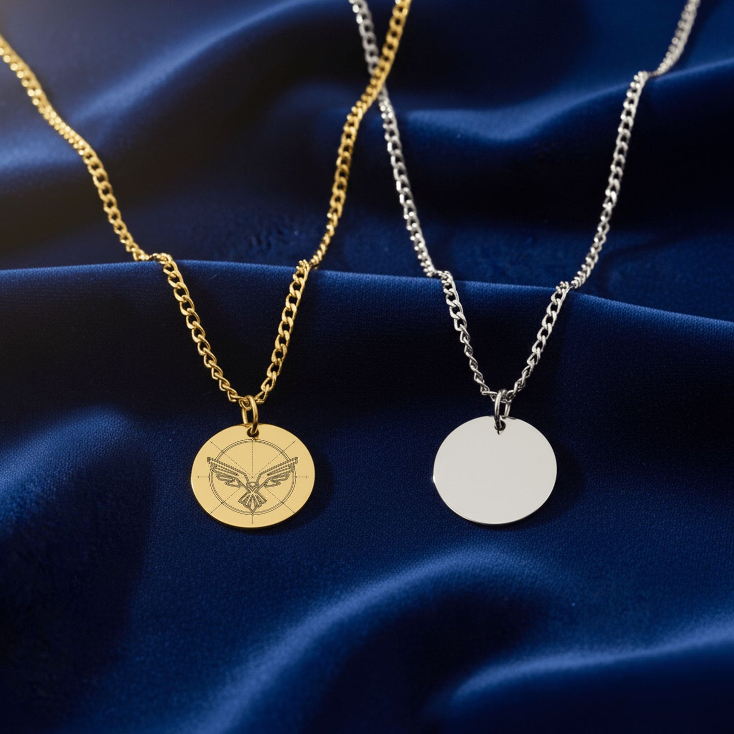 Eagle Symbol Necklace, Personalized Gold Pendant, Custom Engraved Jewelry, Gift for Him or Her