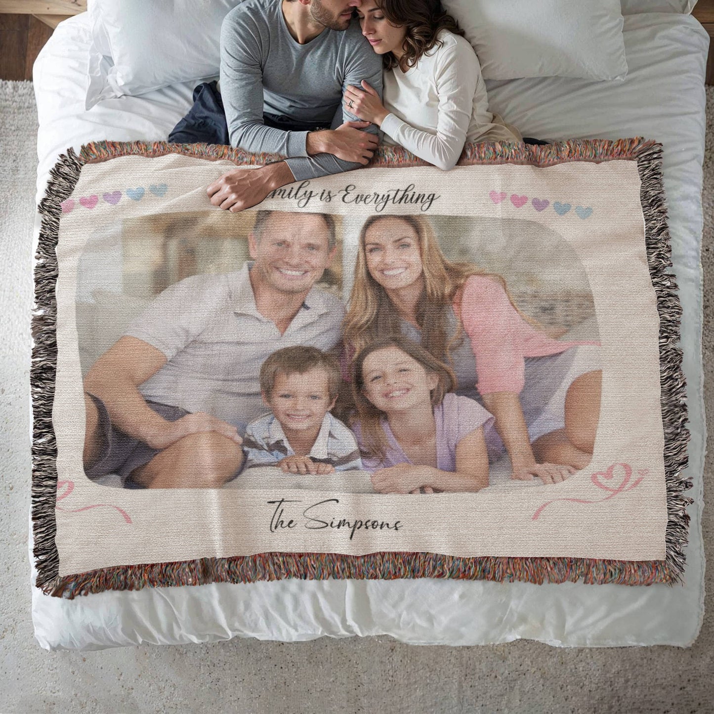 Heirloom Photo Cotton Woven Blanket Gift | Personalized Cherished Photo Memories