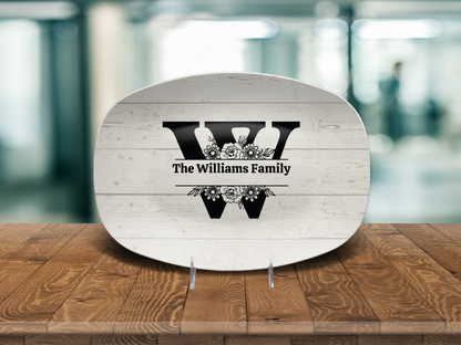 Personalized Family Monogram Serving Tray, Custom Name Plate, Family Gift Idea, Wedding Gift Idea, Dishwasher Safe Oval Plate