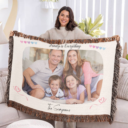 Heirloom Photo Cotton Woven Blanket Gift | Personalized Cherished Photo Memories