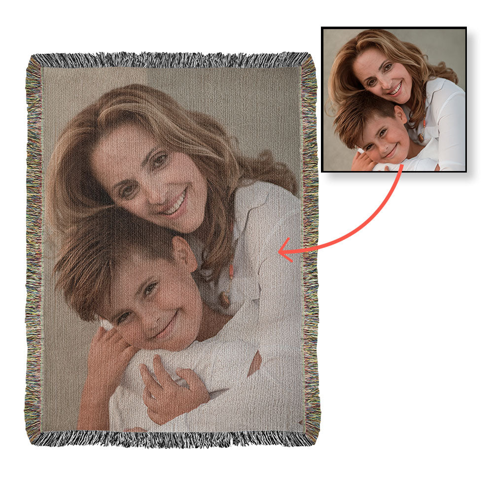 Custom Woven Blanket, Personalized Picture Throw, Cotton Woven Gift, Custom Portrait Blanket, Anniversary Gift Throw, Family Keepsake