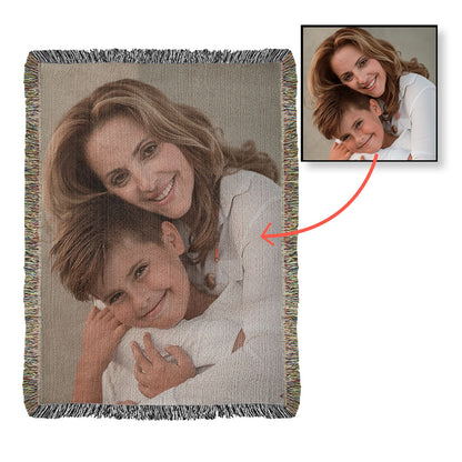 Custom Woven Blanket, Personalized Picture Throw, Cotton Woven Gift, Custom Portrait Blanket, Anniversary Gift Throw, Family Keepsake