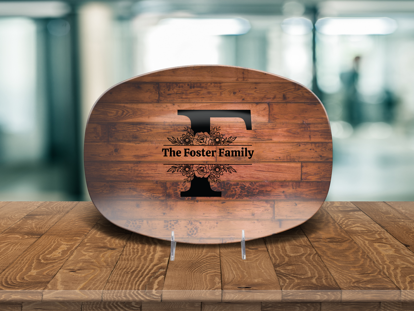Personalized Family Serving Platter, Custom Monogram Kitchenware, Unbreakable Polymer Dish, Microwave Dishwasher Safe, Elegant Housewarming Gift