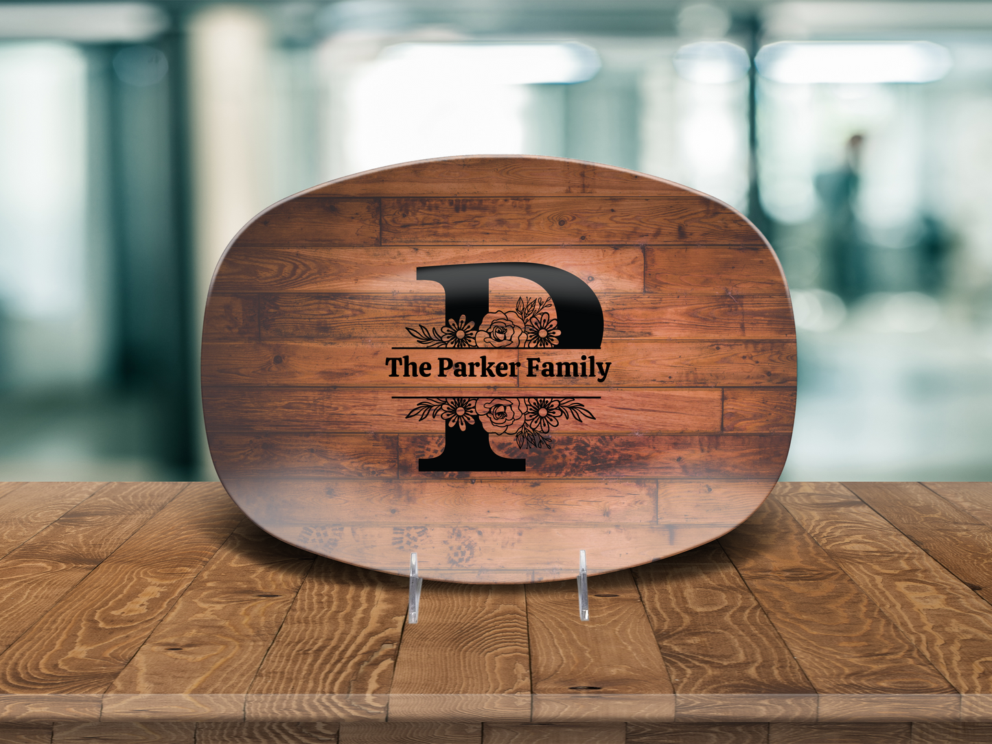 Personalized Family Serving Platter, Custom Monogram Kitchenware, Unbreakable Polymer Dish, Microwave Dishwasher Safe, Elegant Housewarming Gift