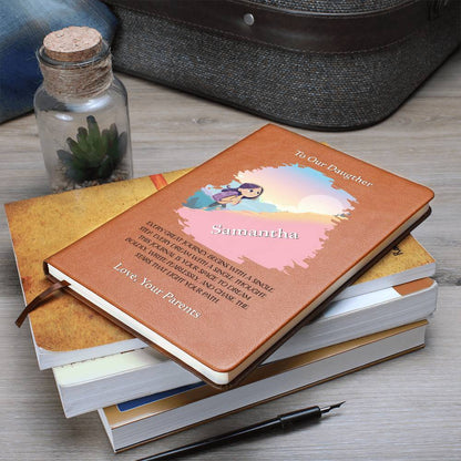 Girl's Graphic Leather Journal, Personalized Vegan Notebook, Unique Gift for Her, Inspirational Writing Journal, Custom Keepsake Book