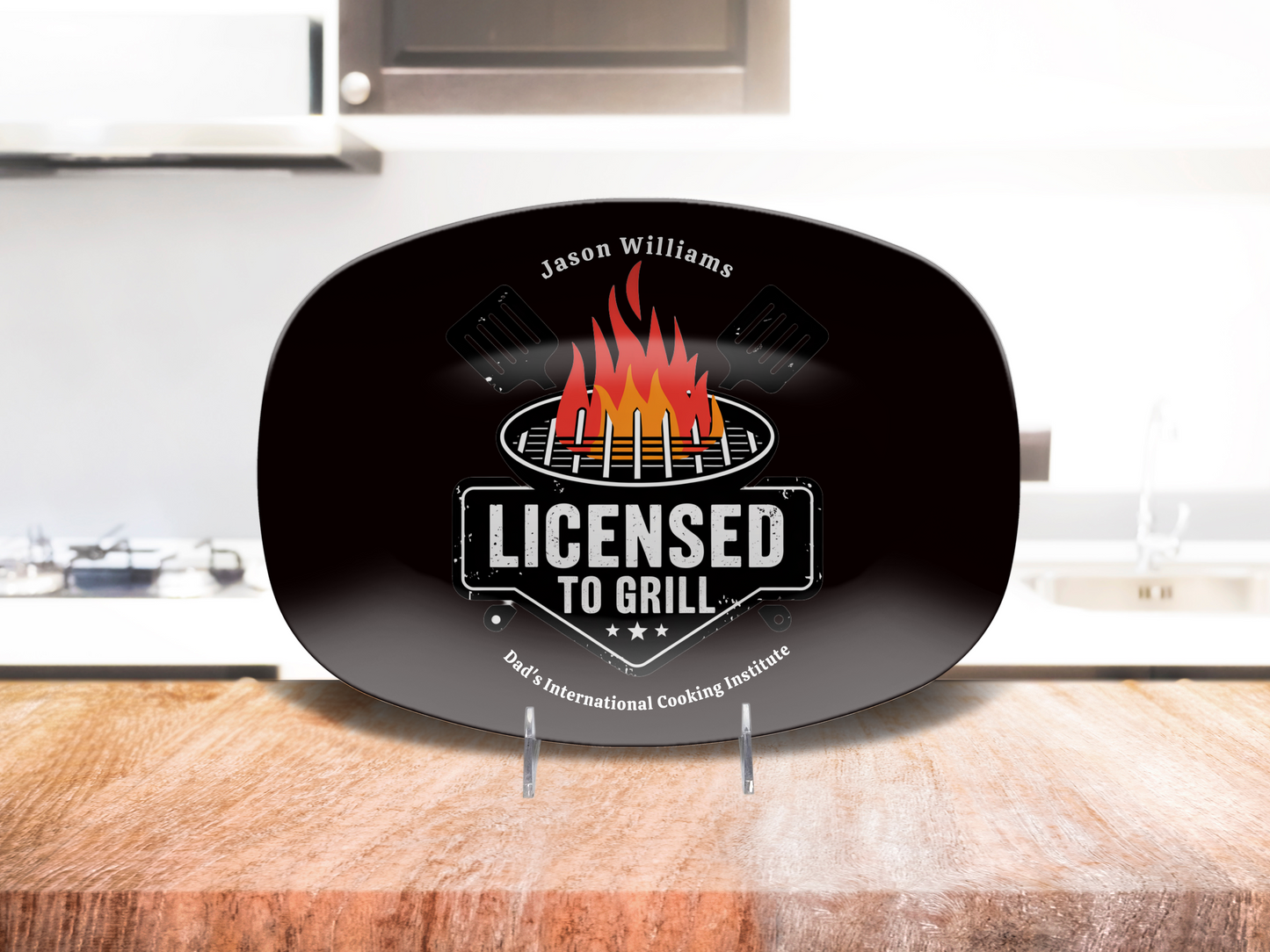 Personalized Grilling Plate, Unique BBQ Gifts for Dad, Custom Name Plate for Grill Masters, Dad Birthday Gift