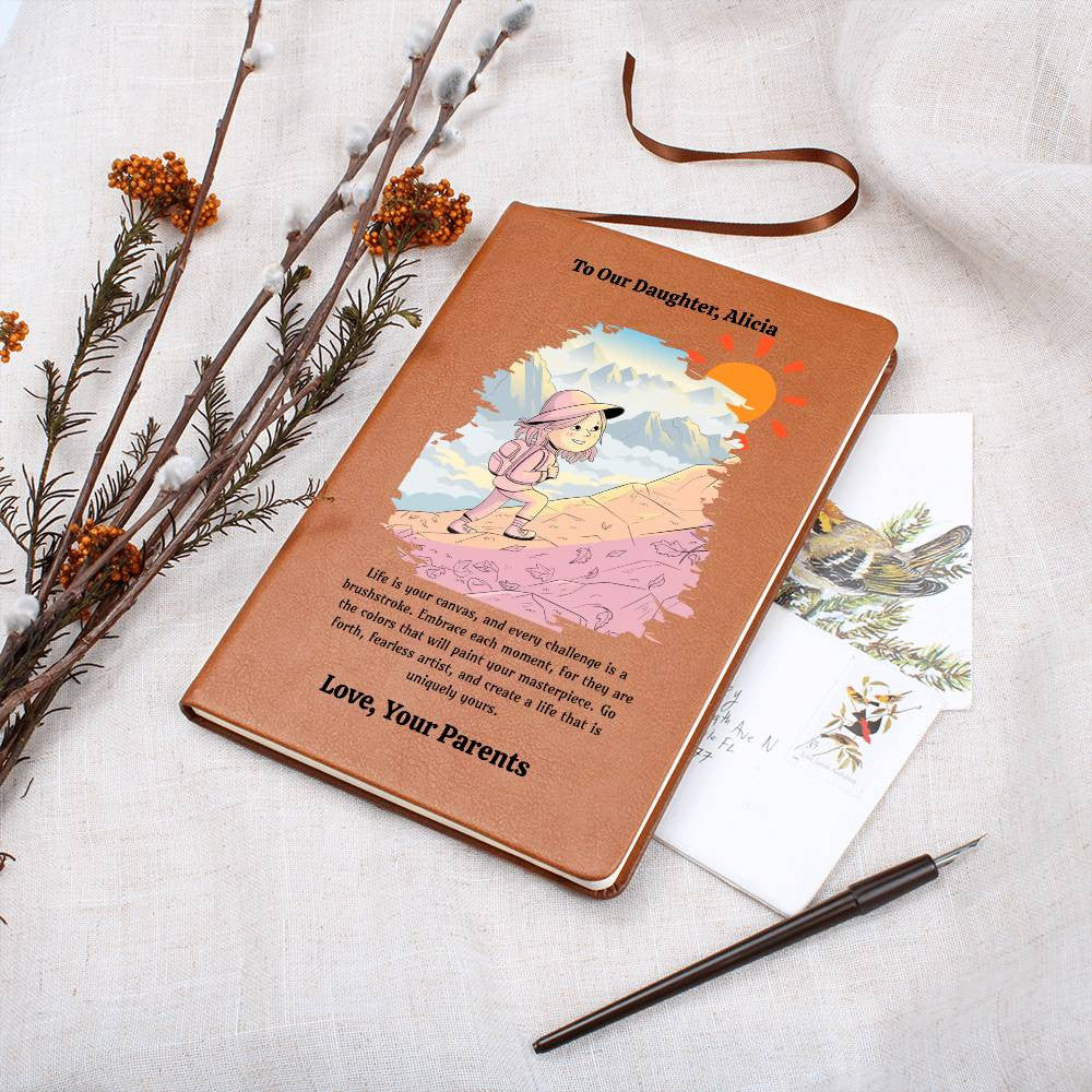 Custom Daughter Journal, Vegan Leather Notebook, Personalized Travel Diary, Inspirational Gift for Daughter, Sentimental Keepsake