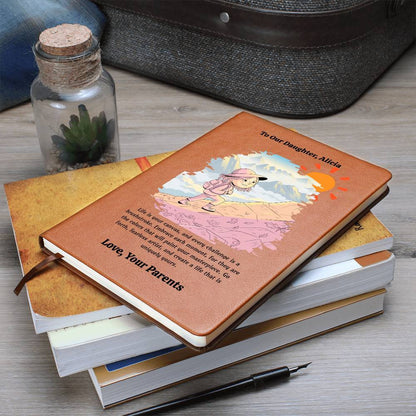 Custom Daughter Journal, Vegan Leather Notebook, Personalized Travel Diary, Inspirational Gift for Daughter, Sentimental Keepsake