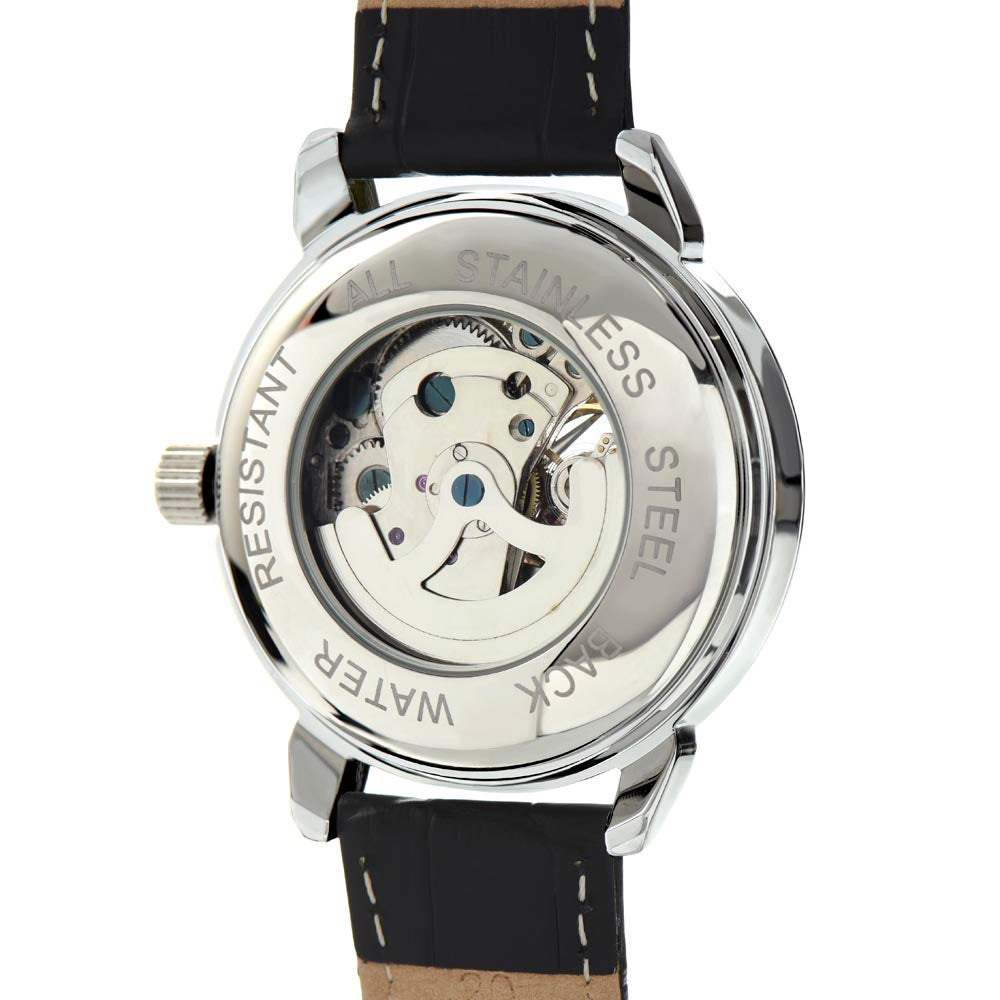 A Luxury Timepiece for the Love of Your Life - Your Husband | Men's Openwork Watch, Luxury Skeleton | Genuine Black | Gift for Husband