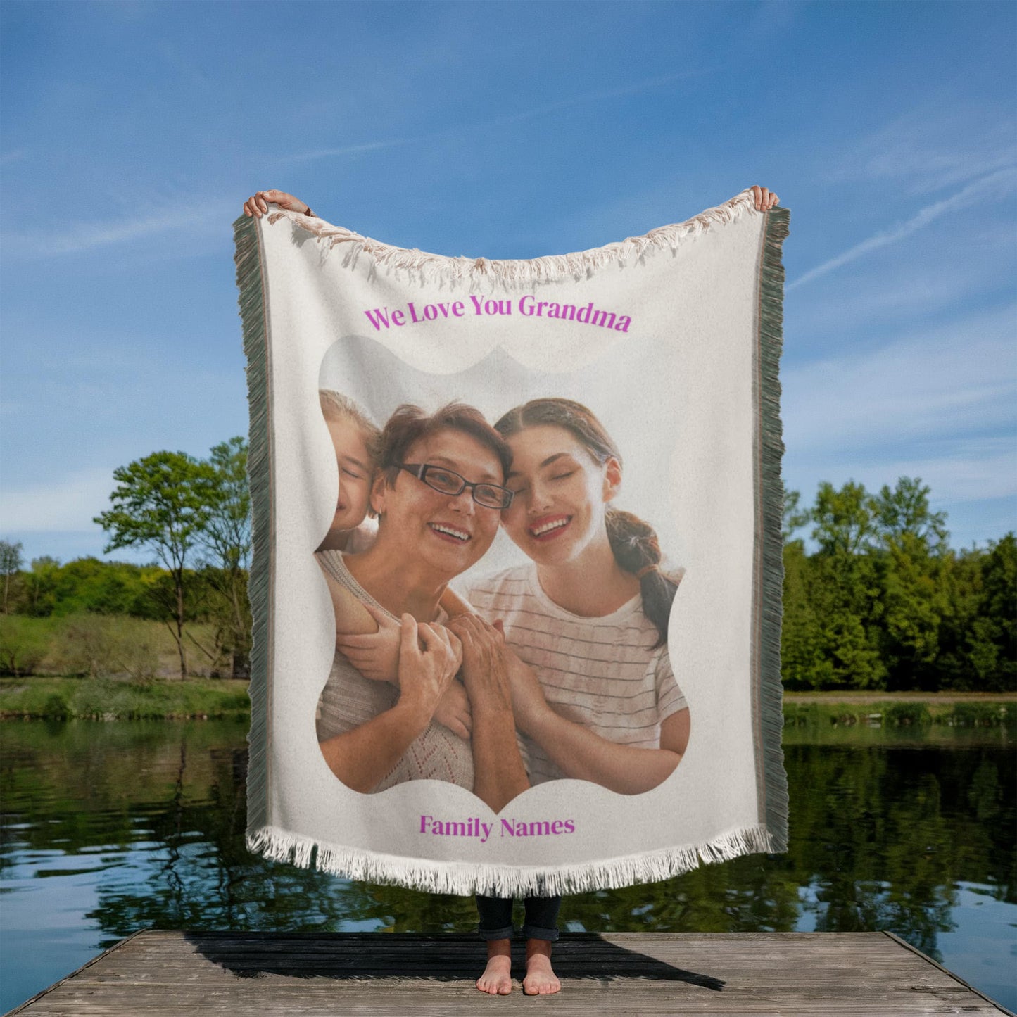 Personalized Woven Blanket, Custom Photo Keepsake, Gift for Grandma, Memory Blanket, Family Photo Throw, Unique Home Decor, Gift Idea