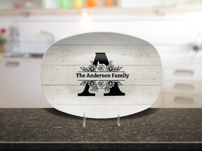 Personalized Family Monogram Serving Tray, Custom Name Plate, Family Gift Idea, Wedding Gift Idea, Dishwasher Safe Oval Plate