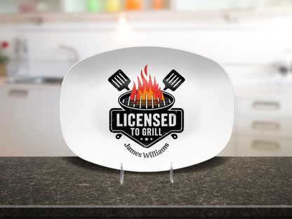 Personalized BBQ Plate, Dad Grilling Plate, Custom Plate, BBQ Gifts for Men, Dad Birthday Gift, Fathers Day Grill Plate