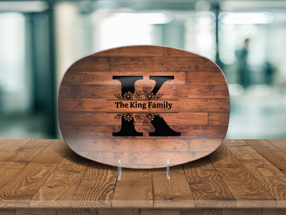 Personalized Family Serving Platter, Custom Monogram Kitchenware, Unbreakable Polymer Dish, Microwave Dishwasher Safe, Elegant Housewarming Gift