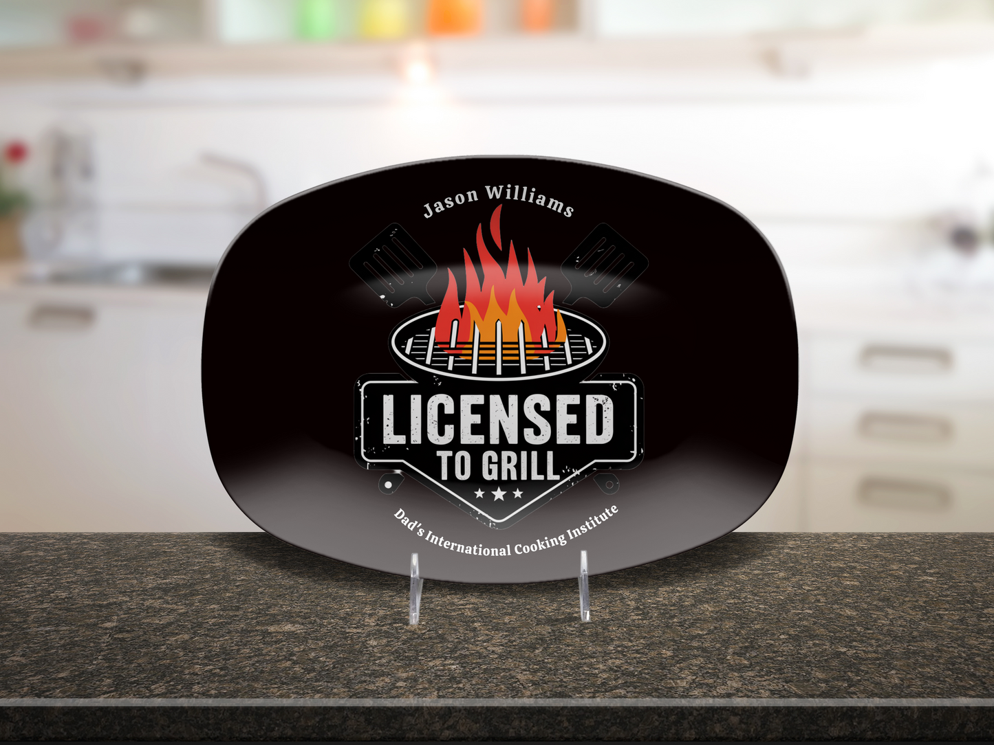 Personalized Grilling Plate, Unique BBQ Gifts for Dad, Custom Name Plate for Grill Masters, Dad Birthday Gift