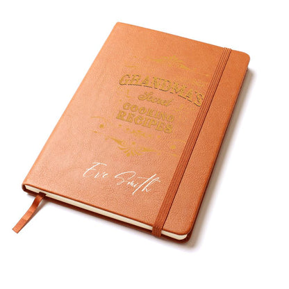 Grandma's Treasured Family Cooking Recipes Customized Journal| Personalized Leather Journal Gift for Grandma