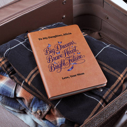 Personalized Leather Journal, Vegan Leather Notebook, Daughter Gift, Inspirational Quote, Custom Message Journal