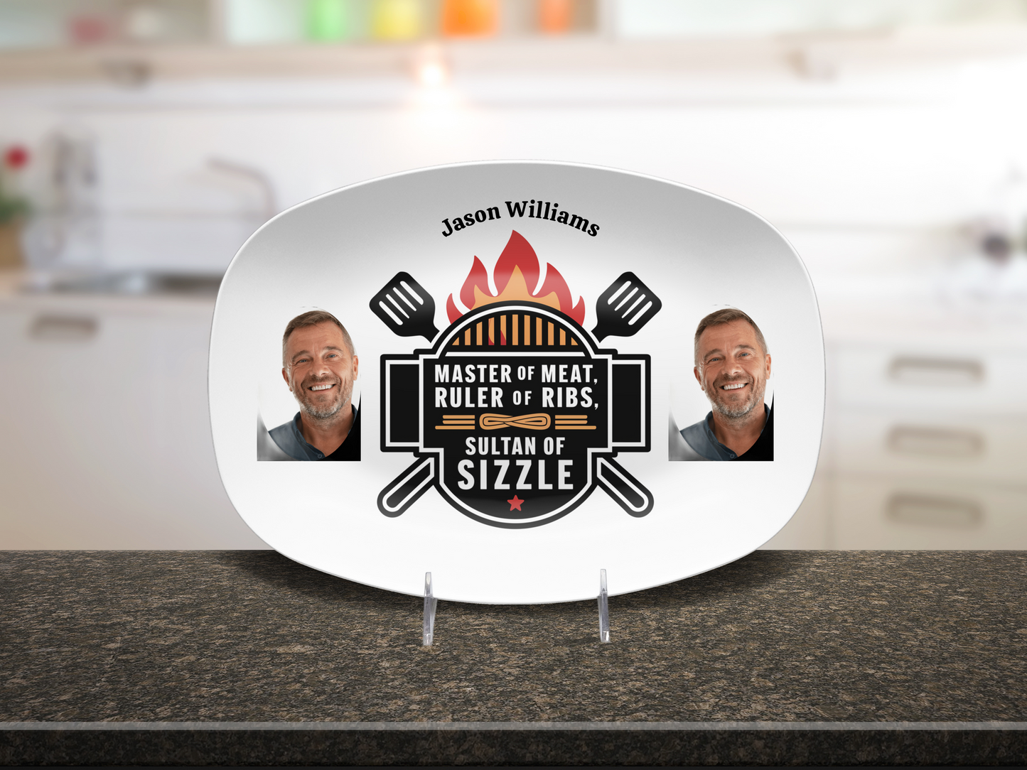 Personalized BBQ Plate, Dad Grilling Plate, Custom Plate, BBQ Gifts for Men, Dad Birthday Gift, Fathers Day Grill Plate