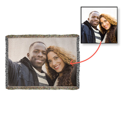 Heirloom Photo Cotton Woven Blanket Gift | Personalized Cherished Photo Memories