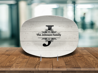 Personalized Family Monogram Serving Tray, Custom Name Plate, Family Gift Idea, Wedding Gift Idea, Dishwasher Safe Oval Plate