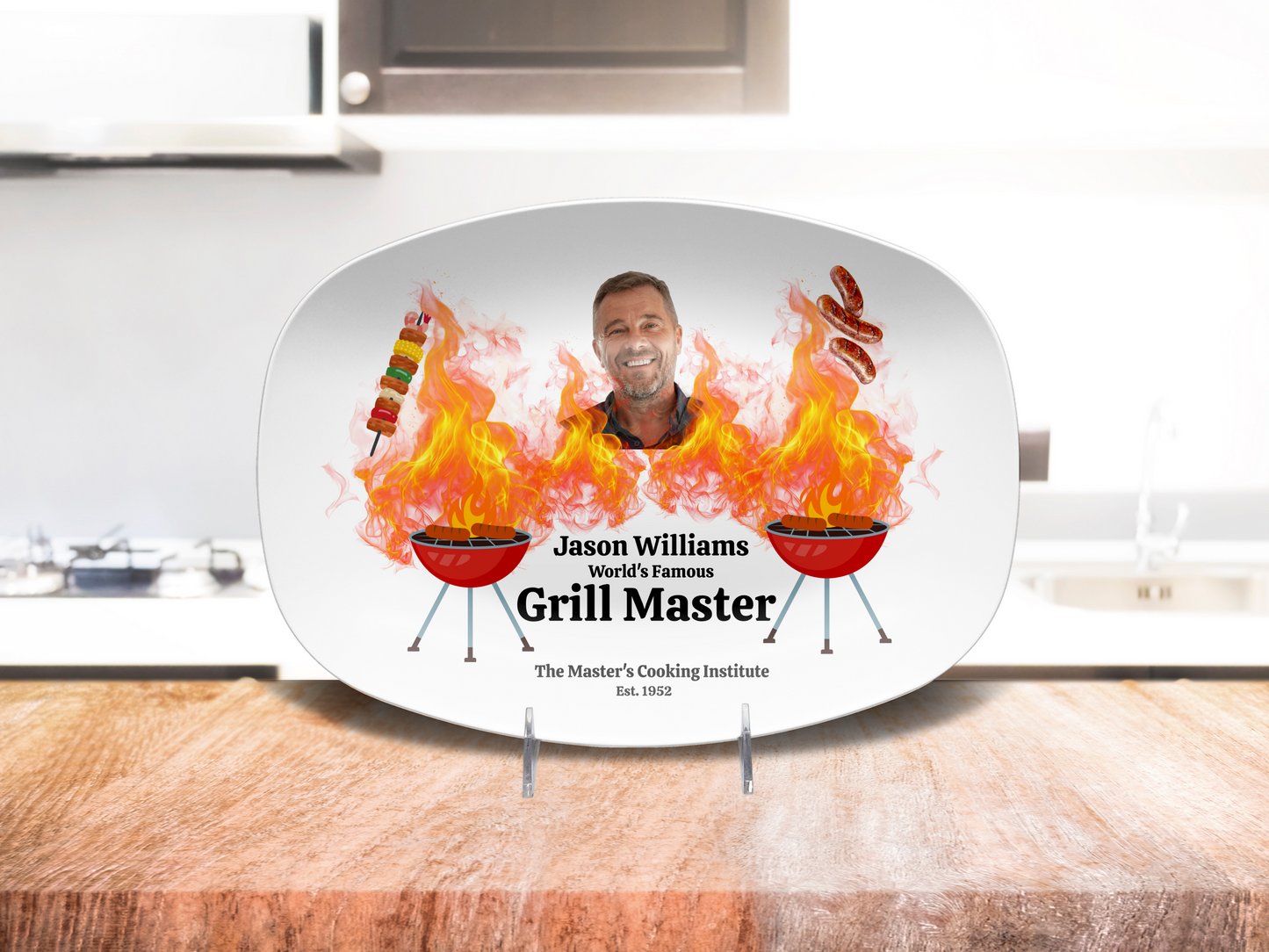 Personalized Grilling Plate, Unique BBQ Gifts for Dad, Custom Name Plate for Grill Masters, Dad Birthday Gift