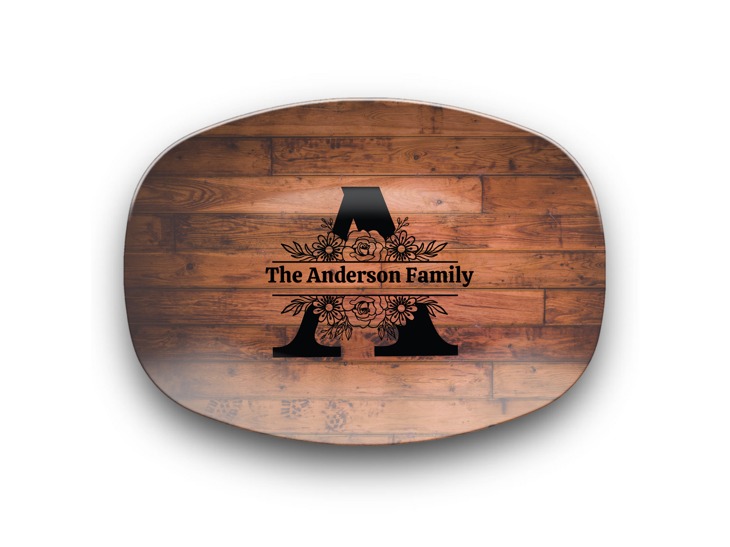 Personalized Family Serving Platter, Custom Monogram Kitchenware, Unbreakable Polymer Dish, Microwave Dishwasher Safe, Elegant Housewarming Gift
