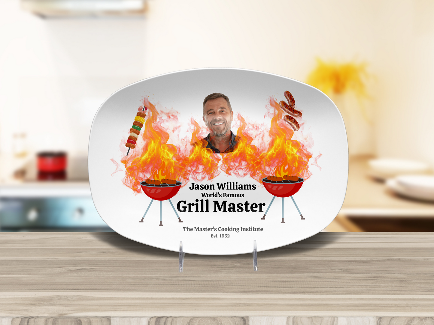 Personalized Grilling Plate, Unique BBQ Gifts for Dad, Custom Name Plate for Grill Masters, Dad Birthday Gift
