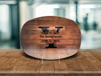 Personalized Family Serving Platter, Custom Monogram Kitchenware, Unbreakable Polymer Dish, Microwave Dishwasher Safe, Elegant Housewarming Gift