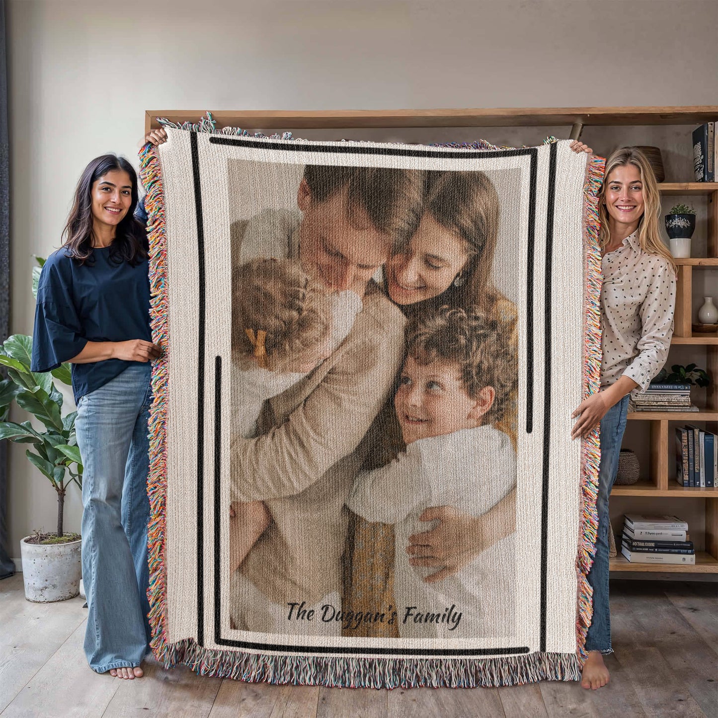 Custom Woven Blanket, Personalized Picture Throw, Cotton Woven Gift, Custom Portrait Blanket, Anniversary Gift Throw, Family Keepsake