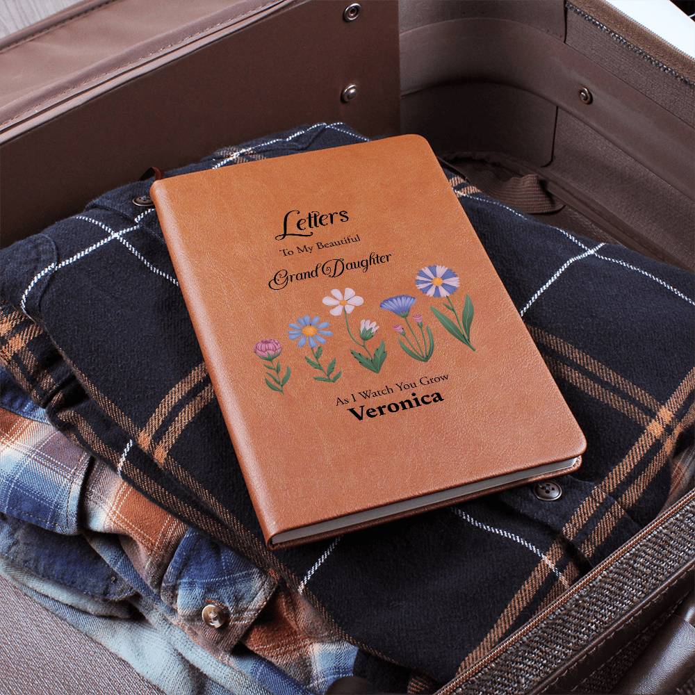 Personalized Leather Journal, Letters to Granddaughter, Vegan Notebook, Gift for Granddaughter, Custom Floral Design, Sentimental Gift