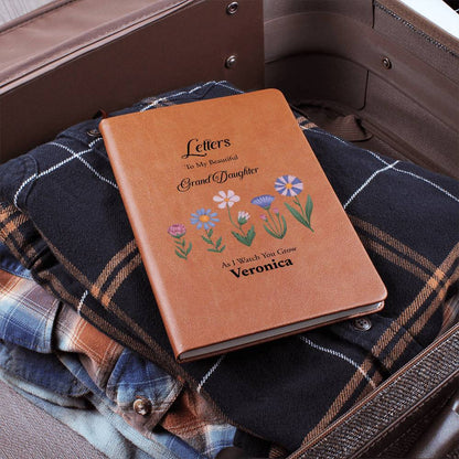 Personalized Leather Journal, Letters to Granddaughter, Vegan Notebook, Gift for Granddaughter, Custom Floral Design, Sentimental Gift