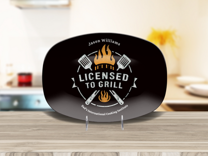 Personalized Grilling Plate, Unique BBQ Gifts for Dad, Custom Name Plate for Grill Masters, Dad Birthday Gift
