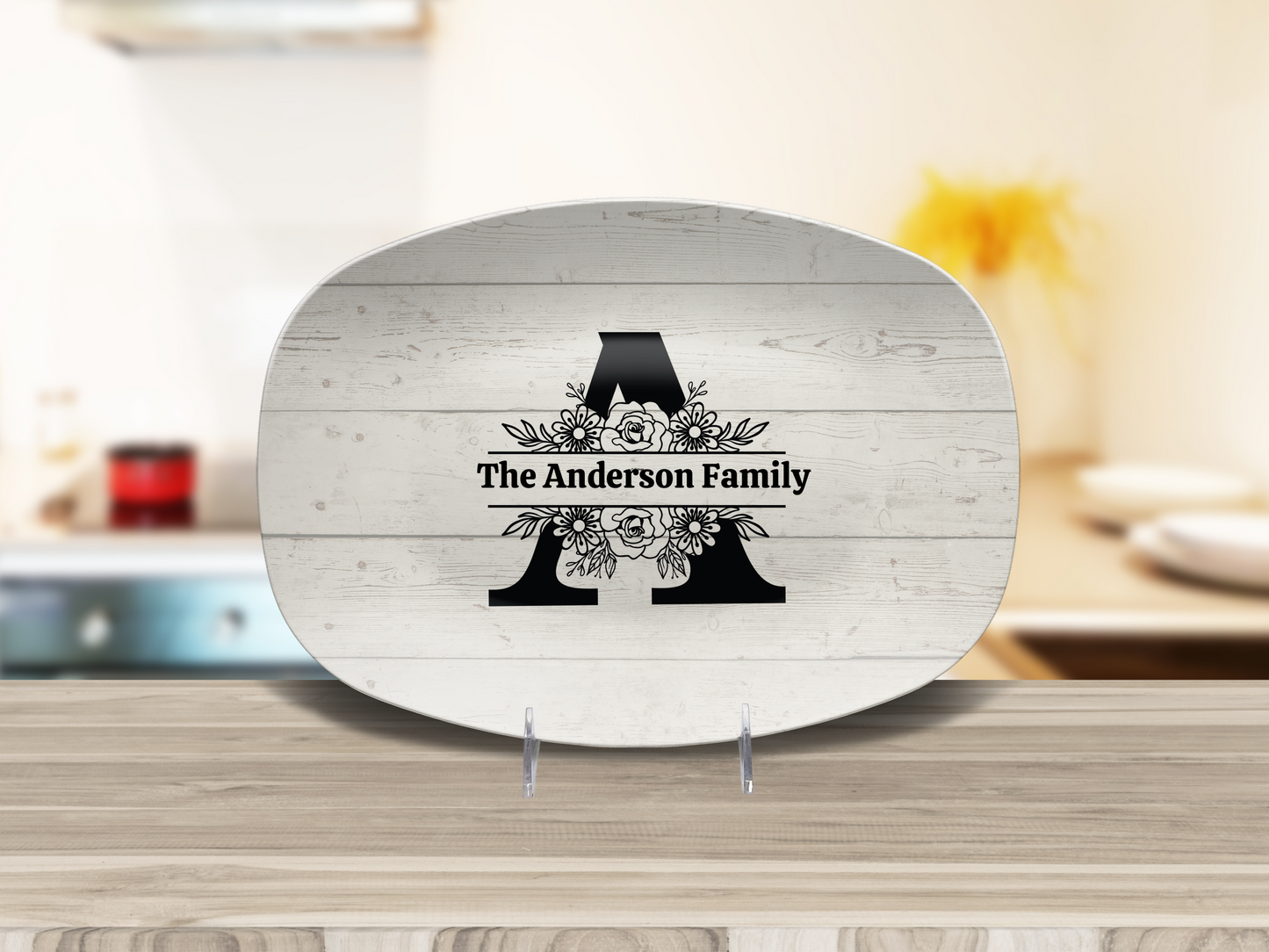 Personalized Family Monogram Serving Tray, Custom Name Plate, Family Gift Idea, Wedding Gift Idea, Dishwasher Safe Oval Plate