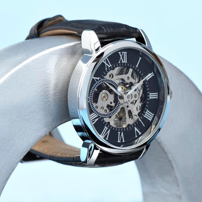 A Gift as Strong, Handsome, and Steady as He Is - Your Boyfriend | Men's Openwork Watch, Luxury Skeleton | Genuine Black | Gift for Boyfriend