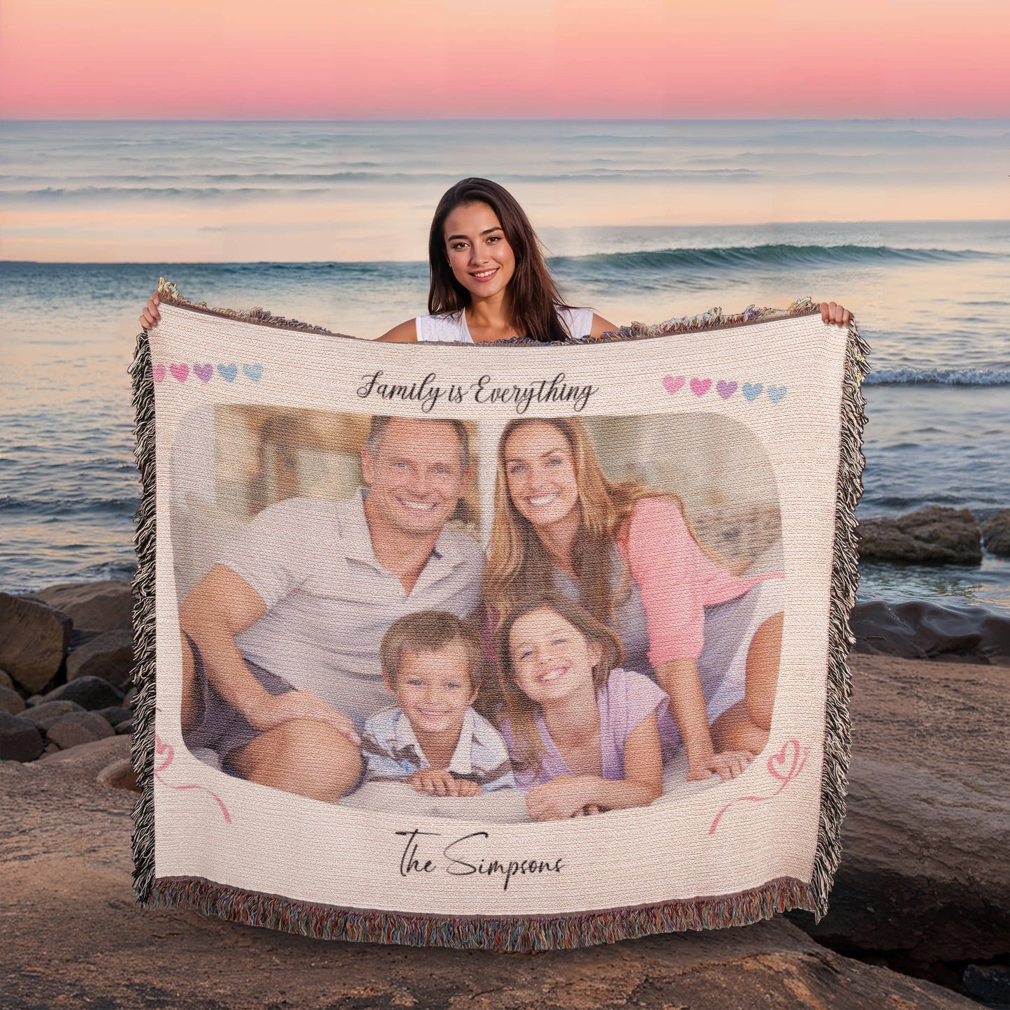 Heirloom Photo Cotton Woven Blanket Gift | Personalized Cherished Photo Memories