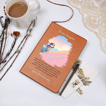 Girl's Graphic Leather Journal, Personalized Vegan Notebook, Unique Gift for Her, Inspirational Writing Journal, Custom Keepsake Book