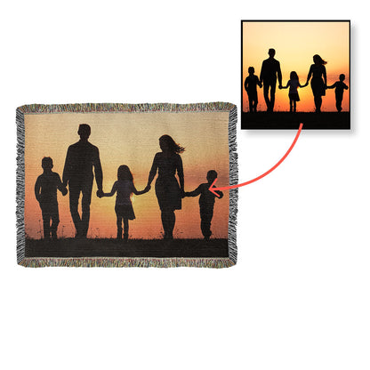 Heirloom Photo Cotton Woven Blanket Gift | Personalized Cherished Photo Memories
