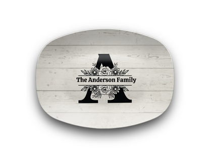 Personalized Family Monogram Serving Tray, Custom Name Plate, Family Gift Idea, Wedding Gift Idea, Dishwasher Safe Oval Plate