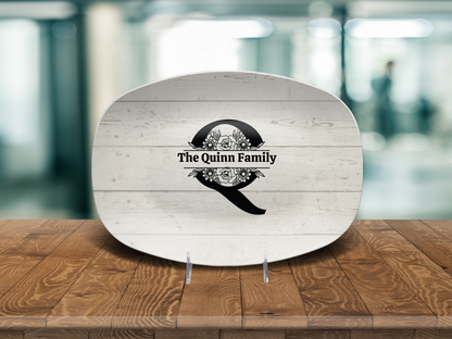 Personalized Family Monogram Serving Tray, Custom Name Plate, Family Gift Idea, Wedding Gift Idea, Dishwasher Safe Oval Plate