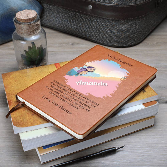 Personalized Girl's Leather Journal, Gift for Her, Inspirational Notebook, Custom Vegan Leather Diary, Sentimental Gift Idea, Keepsake Notebook