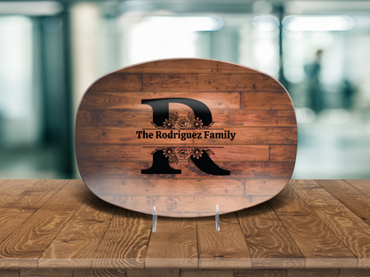 Personalized Family Serving Platter, Custom Monogram Kitchenware, Unbreakable Polymer Dish, Microwave Dishwasher Safe, Elegant Housewarming Gift