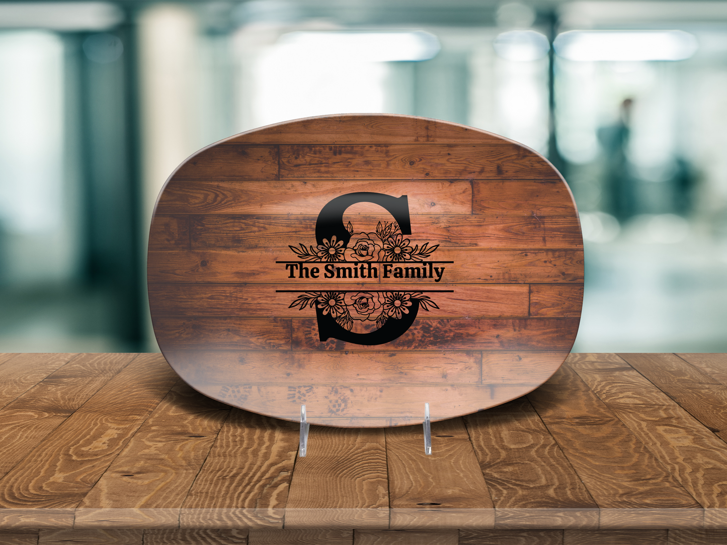Personalized Family Serving Platter, Custom Monogram Kitchenware, Unbreakable Polymer Dish, Microwave Dishwasher Safe, Elegant Housewarming Gift