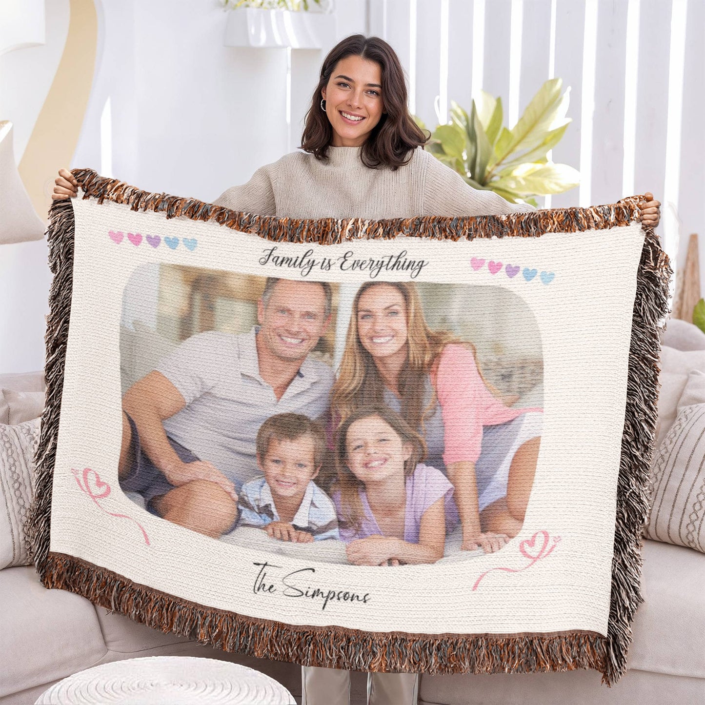 Heirloom Photo Cotton Woven Blanket Gift | Personalized Cherished Photo Memories