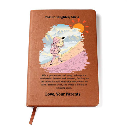 Custom Daughter Journal, Vegan Leather Notebook, Personalized Travel Diary, Inspirational Gift for Daughter, Sentimental Keepsake