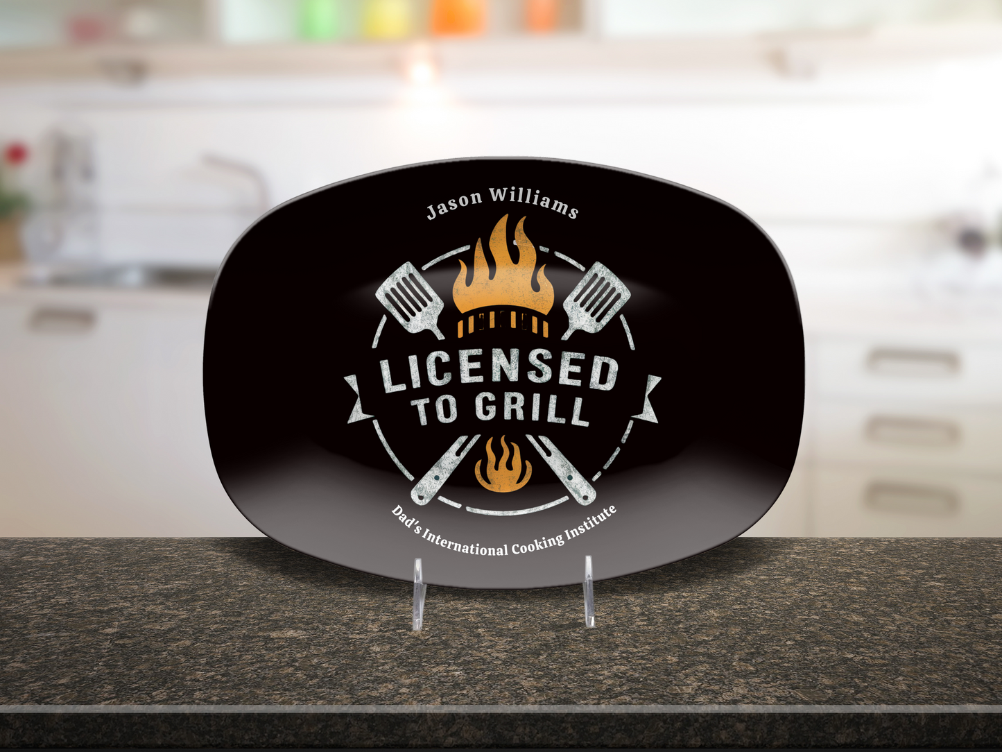 Personalized Grilling Plate, Unique BBQ Gifts for Dad, Custom Name Plate for Grill Masters, Dad Birthday Gift