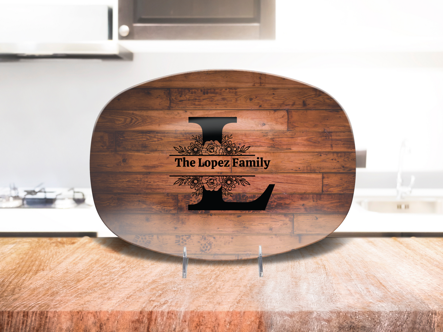 Personalized Family Serving Platter, Custom Monogram Kitchenware, Unbreakable Polymer Dish, Microwave Dishwasher Safe, Elegant Housewarming Gift